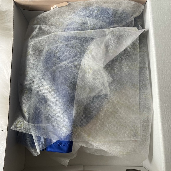 NEW ROYAL BLUE OPEN TOE SPANDEX 4” HEEL BOOTIES - Picture 5 of 5